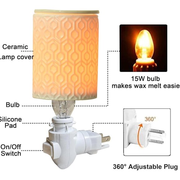 NIB Fragrance wax melter/warmer; plug-in with on/off switch - Picture 3 of 3